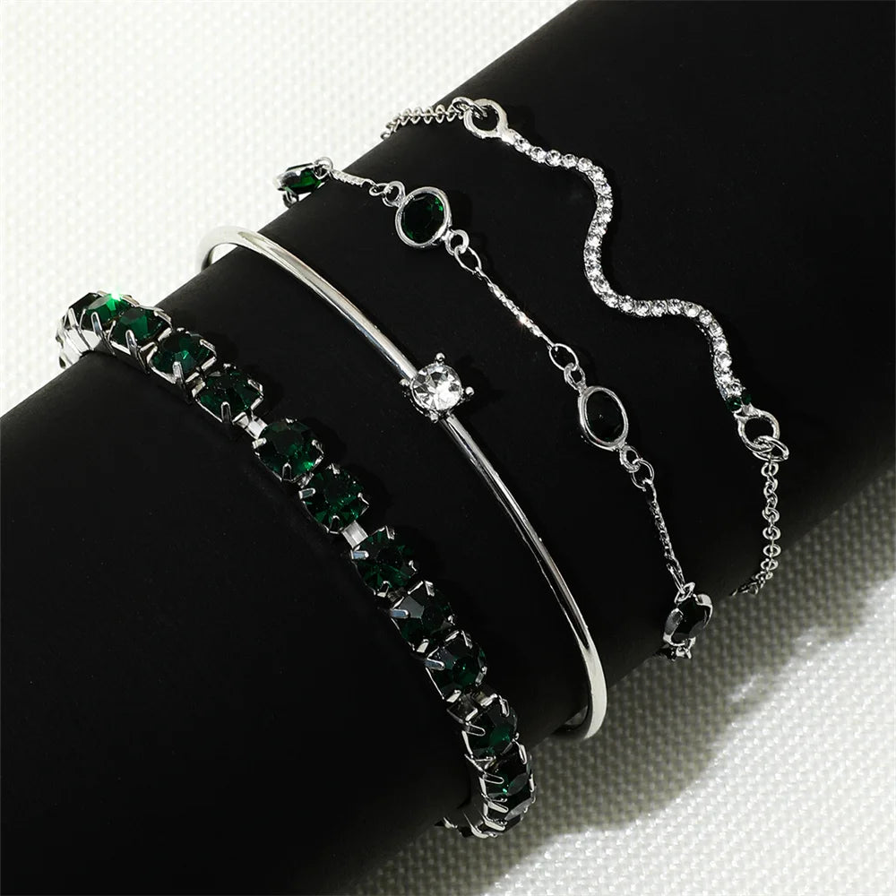 Fashionable Snake Imitation Gemstone Bangle Rhinestone Full Metal Bracelet