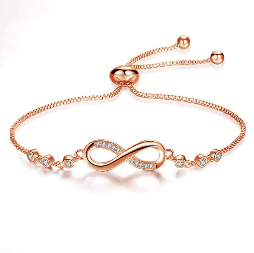 Trendy Zircon Endless Love Infinity Bracelets Crystal Chain Bracelets