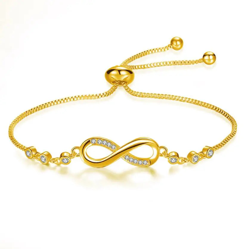 Trendy Zircon Endless Love Infinity Bracelets Crystal Chain Bracelets