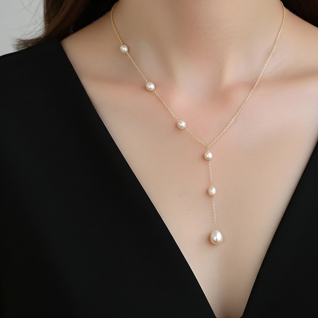 Vintage pendant pearls necklace