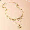 Vintage gold layered chain & pendant necklace
